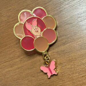 Winnie The Poohs Piglet enamel Pin with Butterfly Charm